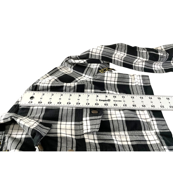 NWT Taxi Jacket Womens XL Black White Plaid Cropped Long Sleeve Flannel - Picture 5 of 9